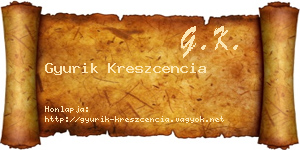 Gyurik Kreszcencia névjegykártya